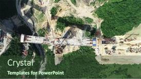  Presentation with highway construction - PPT layouts with aerial-drone-view-on-highway background and a tawny brown colored foreground