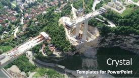  Presentation with highway construction - Theme having aerial-drone-view-on-highway background and a tawny brown colored foreground