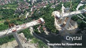  Presentation with highway construction - Presentation design with aerial-drone-view-on-highway background and a dark gray colored foreground
