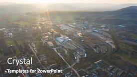  Presentation with industrial zone - Amazing slide set having aerial-drone-view-over-industrial backdrop and a dark gray colored foreground