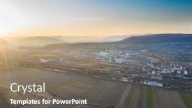  Presentation with industrial zone - Beautiful PPT theme featuring aerial-drone-view-over-industrial backdrop and a gray colored foreground