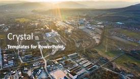  Presentation with industrial zone - Colorful presentation design enhanced with aerial-drone-view-over-industrial backdrop and a violet colored foreground