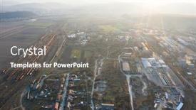 Presentation with industrial zone - Cool new presentation with aerial-drone-view-over-industrial backdrop and a gray colored foreground