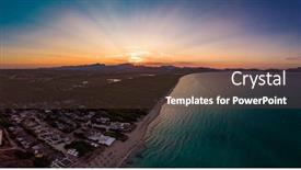  Presentation with coast line - Slide deck having aerial-drone-view background and a tawny brown colored foreground