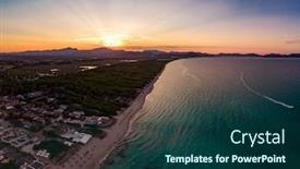  Presentation with coast line - Cool new slide deck with aerial-drone-view backdrop and a ocean colored foreground