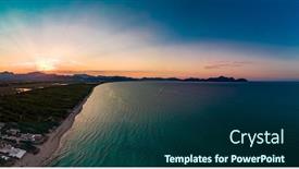  Presentation with coast line - PPT theme enhanced with aerial-drone-view background and a ocean colored foreground