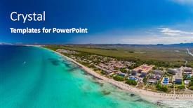  Presentation with coast line - Presentation theme having aerial-drone-view background and a ocean colored foreground