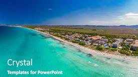  Presentation with coast line - PPT theme enhanced with aerial-drone-view background and a teal colored foreground
