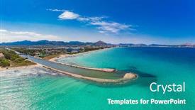  Presentation with coast line - Beautiful PPT theme featuring aerial-drone-view backdrop and a teal colored foreground