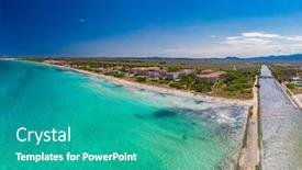  Presentation with coast line - Slides with aerial-drone-view background and a teal colored foreground