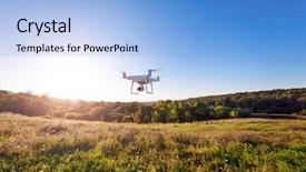  Presentation with drone fire - Amazing PPT theme having aerial fire - close up on white drone backdrop and a light blue colored foreground