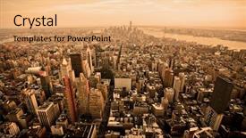  Presentation with new york city - Beautiful theme featuring aerial fire - new york city skyline backdrop and a coral colored foreground