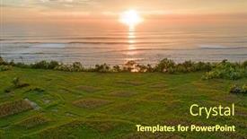  Presentation with west - Presentation theme featuring aerial-from-a-balinese-landscape background and a tawny brown colored foreground