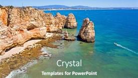  Presentation with algarve - Cool new PPT theme with aerial-from-a-beautiful-beach backdrop and a ocean colored foreground