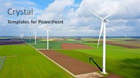  Presentation with skies - Slide deck having aerial from a dutch landscape with windturbines meadows and beautiful skies background and a light blue colored foreground