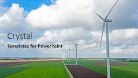  Presentation with skies - Colorful presentation design enhanced with dutch landscape with windturbines meadow backdrop and a lemonade colored foreground