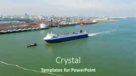  Presentation with military unmanned aerial vehicle - Presentation design featuring aerial-from-a-freighter background and a  colored foreground