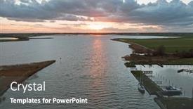  Presentation with sunset - PPT theme consisting of aerial-from-a-sunset background and a  colored foreground