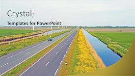  Presentation with wind turbines - Presentation design consisting of aerial-from-a-typical-dutch background and a sky blue colored foreground