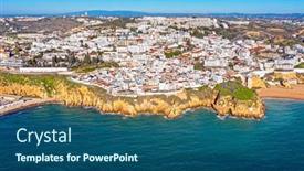  Presentation with algarve - Amazing theme having aerial-from-albufeira backdrop and a ocean colored foreground