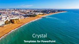  Presentation with algarve - Slide deck with aerial-from-albufeira background and a ocean colored foreground