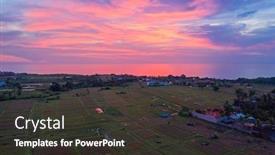  Presentation with rice fields - Presentation theme consisting of aerial-from-an-incredible-sunset background and a dark gray colored foreground