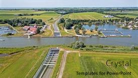  Presentation with aerial - Slides with aerial-from-aquaduct-galamadammen background and a gold colored foreground