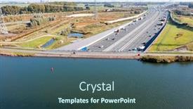  Presentation with aerial - Presentation design having aerial-from-aquaduct-vechtzicht background and a ocean colored foreground