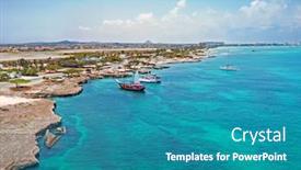  Presentation with palm beach - Slides having aerial-from-aruba-island background and a teal colored foreground