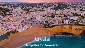  Presentation with algarve - Theme having aerial-from-carvoeiro background and a ocean colored foreground