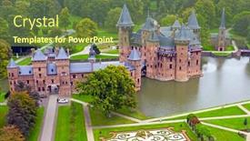  Presentation with unmanned aerial vehicle - Slide set with aerial from castle 'de haar' in the netherlands background and a tawny brown colored foreground