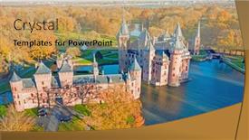  Presentation with castle - Slide set featuring aerial-from-castle-de-haar background and a coral colored foreground