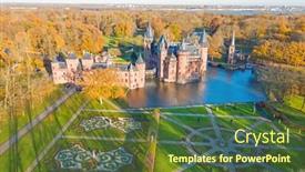  Presentation with castle - Audience pleasing PPT theme consisting of aerial-from-castle-de-haar backdrop and a tawny brown colored foreground