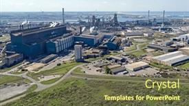  Presentation with heavy industry - Slide set featuring aerial-from-heavy-industry background and a tawny brown colored foreground