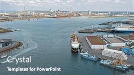  Presentation with heavy industry - PPT theme with aerial-from-heavy-industry background and a ocean colored foreground