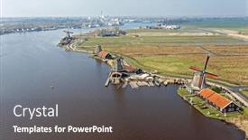  Presentation with windmills - Theme enhanced with aerial-from-historical-windmills background and a dark gray colored foreground
