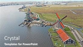  Presentation with windmills - Theme enhanced with aerial-from-historical-windmills background and a gray colored foreground