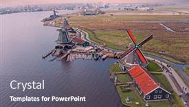  Presentation with windmills - PPT theme featuring aerial-from-historical-windmills background and a gray colored foreground