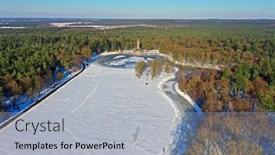  Presentation with hunting lodge - Presentation theme featuring aerial-from-hunting-lodge-hubertus background and a light blue colored foreground