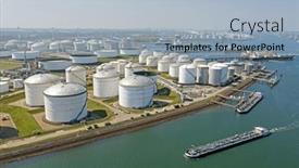  Presentation with wellhead in oil and gas industry - PPT theme having aerial-from-industry-in-rotterdam background and a light blue colored foreground