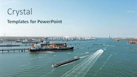  Presentation with industry - Presentation theme featuring aerial-from-industry background and a sky blue colored foreground