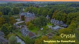  Presentation with medieval - Beautiful presentation theme featuring aerial from medieval castle zuylen' in the netherlands backdrop and a tawny brown colored foreground
