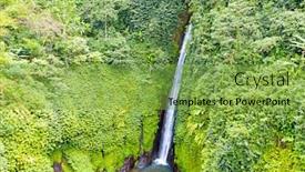  Presentation with bali - Amazing PPT layouts having aerial-from-munduk-waterfall backdrop and a seafoam green colored foreground