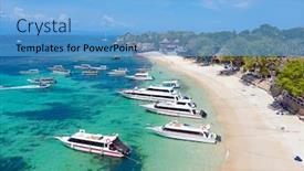  Presentation with bali indonesia touristic destination - PPT theme featuring aerial-from-mushroom-bay background and a light blue colored foreground