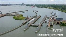  Presentation with amsterdam - Presentation theme featuring aerial-from-oranje-sluices background and a gray colored foreground