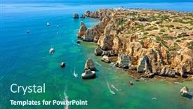  Presentation with unmanned aerial - Amazing PPT layouts having aerial-from-ponte-piedade backdrop and a ocean colored foreground