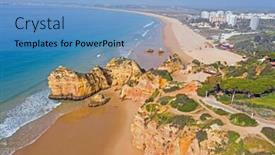  Presentation with aerial - Slide deck having aerial-from-praia-tres-irmaos background and a teal colored foreground