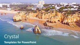  Presentation with aerial - Audience pleasing presentation design consisting of aerial-from-praia-tres-irmaos backdrop and a ocean colored foreground