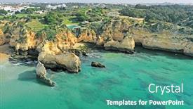  Presentation with aerial - Amazing PPT layouts having aerial-from-praia-tres-irmaos backdrop and a teal colored foreground