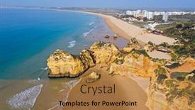  Presentation with aerial - Slide deck featuring aerial-from-praia-tres-irmaos background and a coral colored foreground